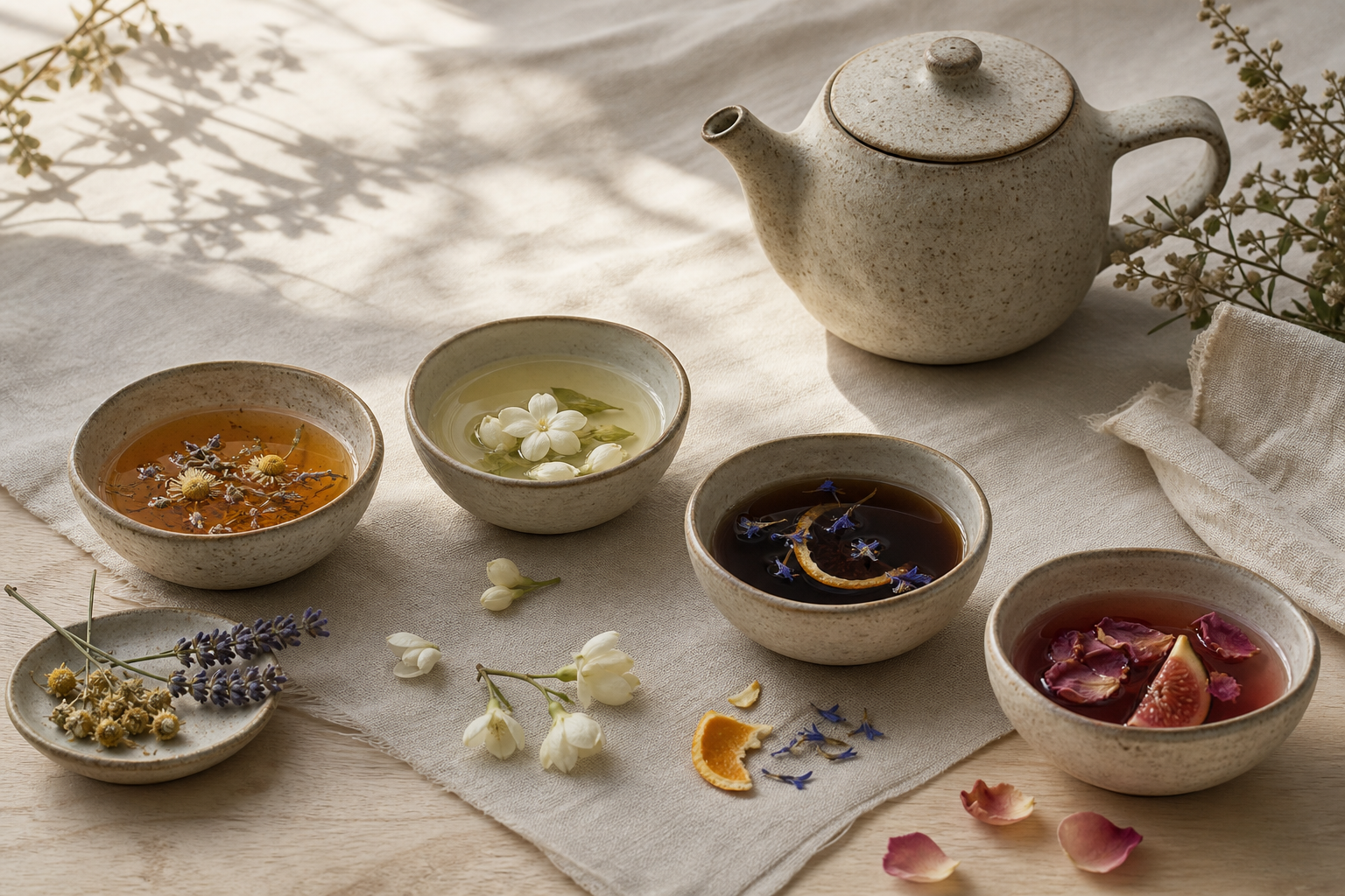 Loose-leaf tea ritual with a glass cup